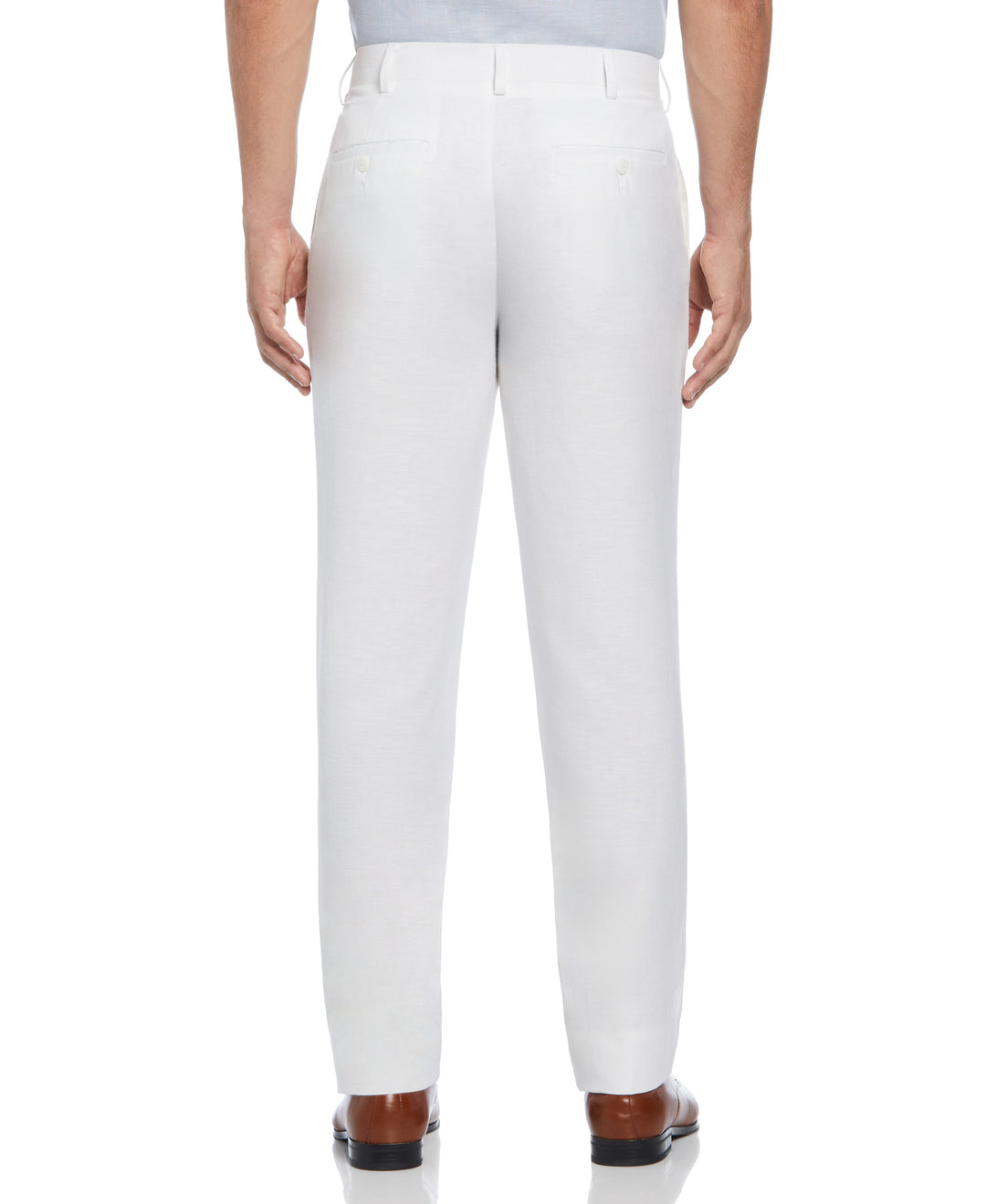Linen Blend Flat Front Dress Pant (Bright White) 