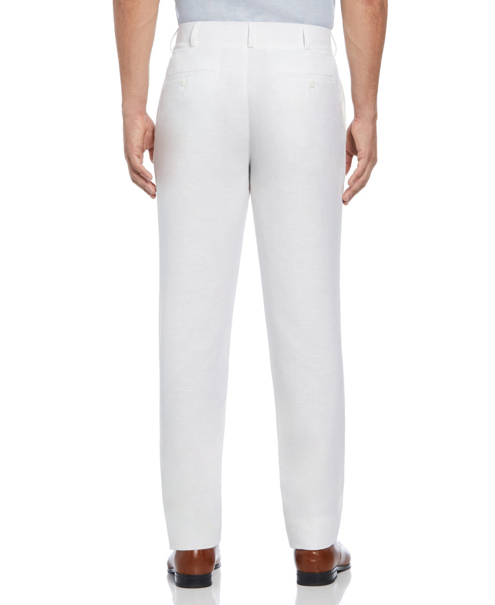 Linen Blend Flat Front Dress Pant (Bright White) 