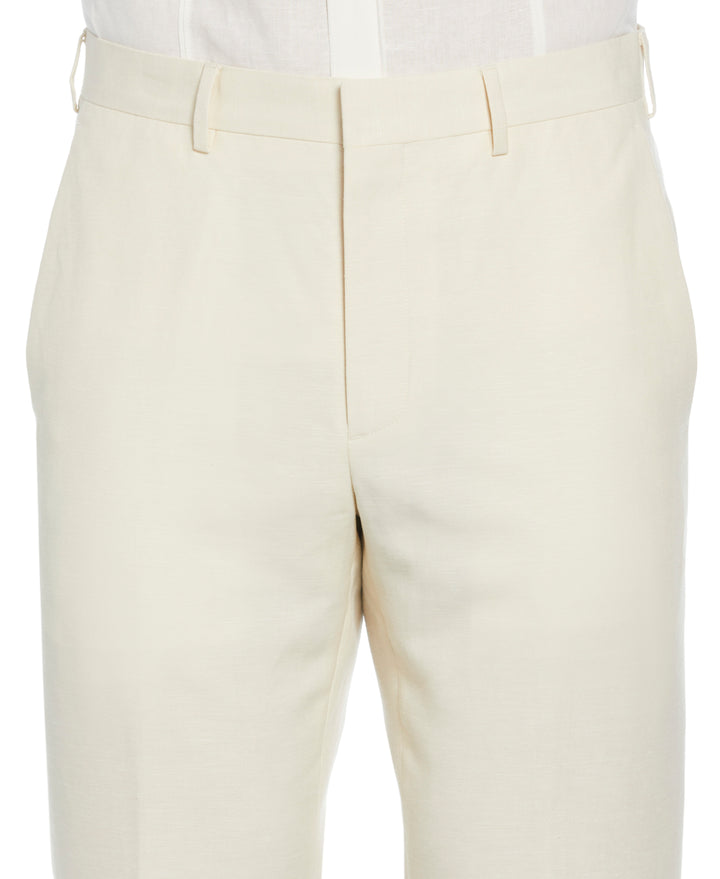 Linen Blend Flat Front Dress Pant (Turtledove) 