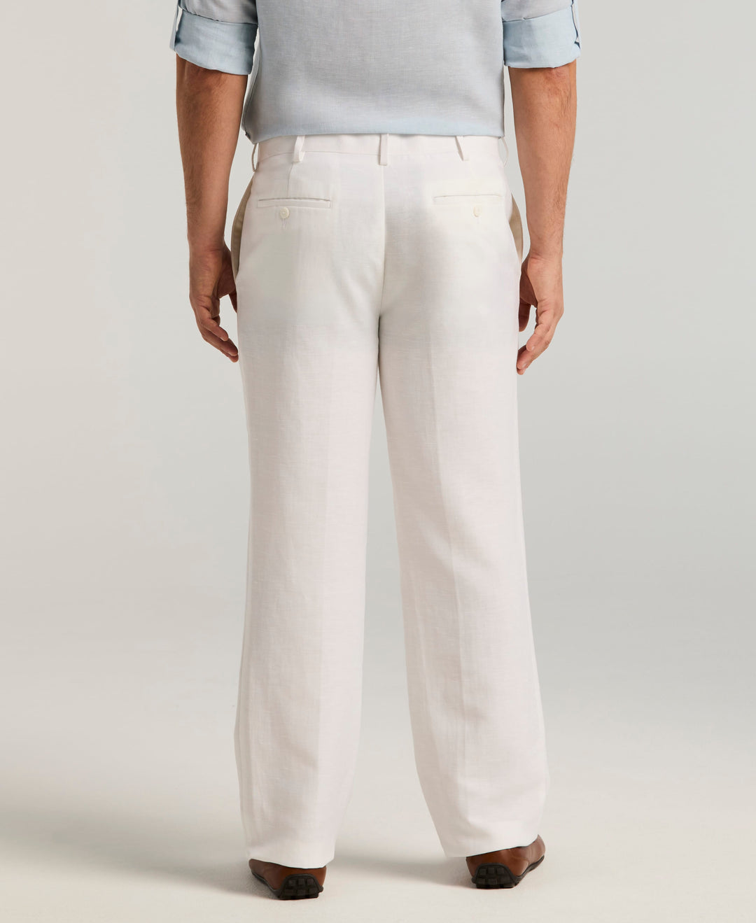 Linen Blend Flat Front Dress Pant (Bright White) 