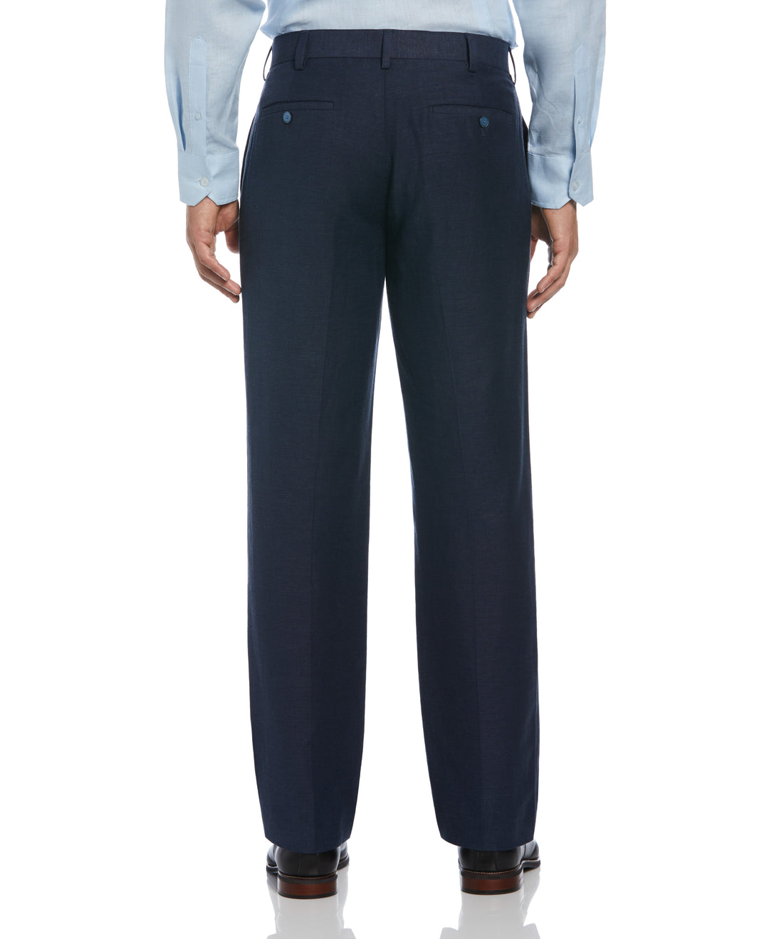 Linen Blend Flat Front Dress Pant (Dress Blues) 