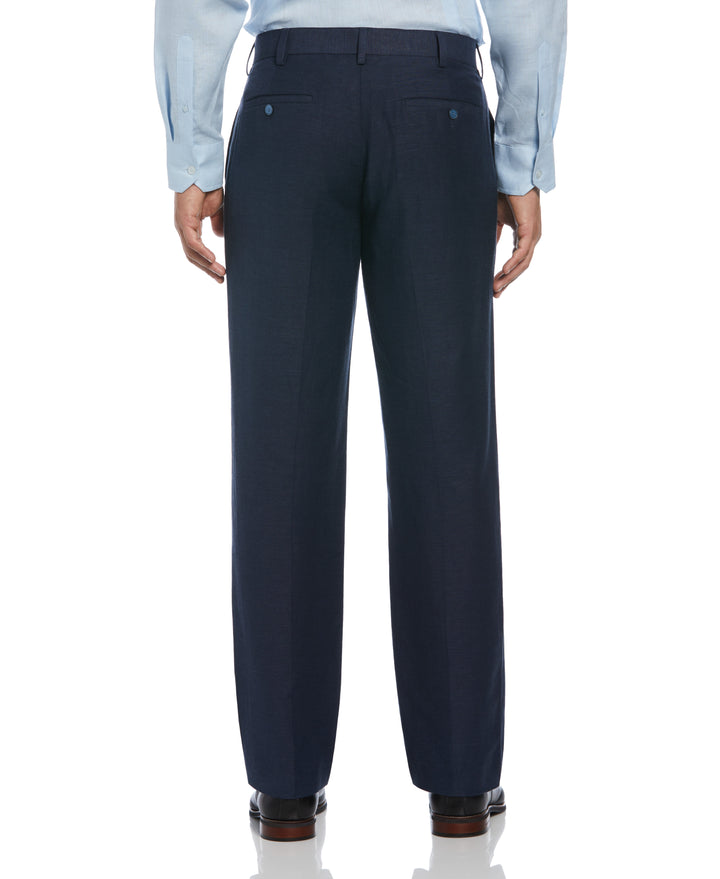 Linen Blend Flat Front Dress Pant (Dress Blues) 