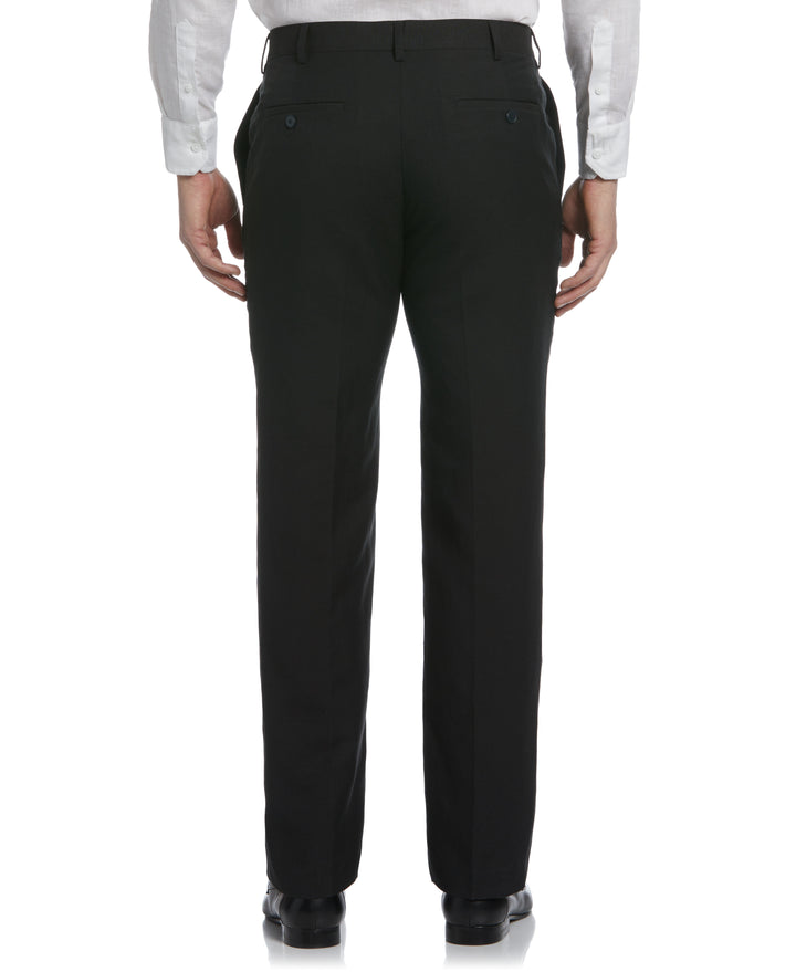 Linen Blend Flat Front Dress Pant (Jet Black) 
