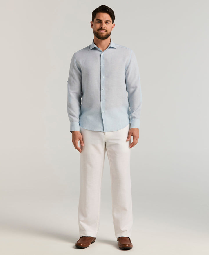 Linen Blend Flat Front Dress Pant (Bright White) 