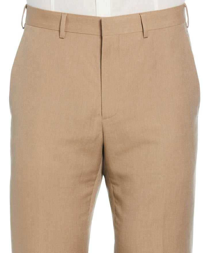 Linen Blend Flat Front Dress Pant (Dune) 
