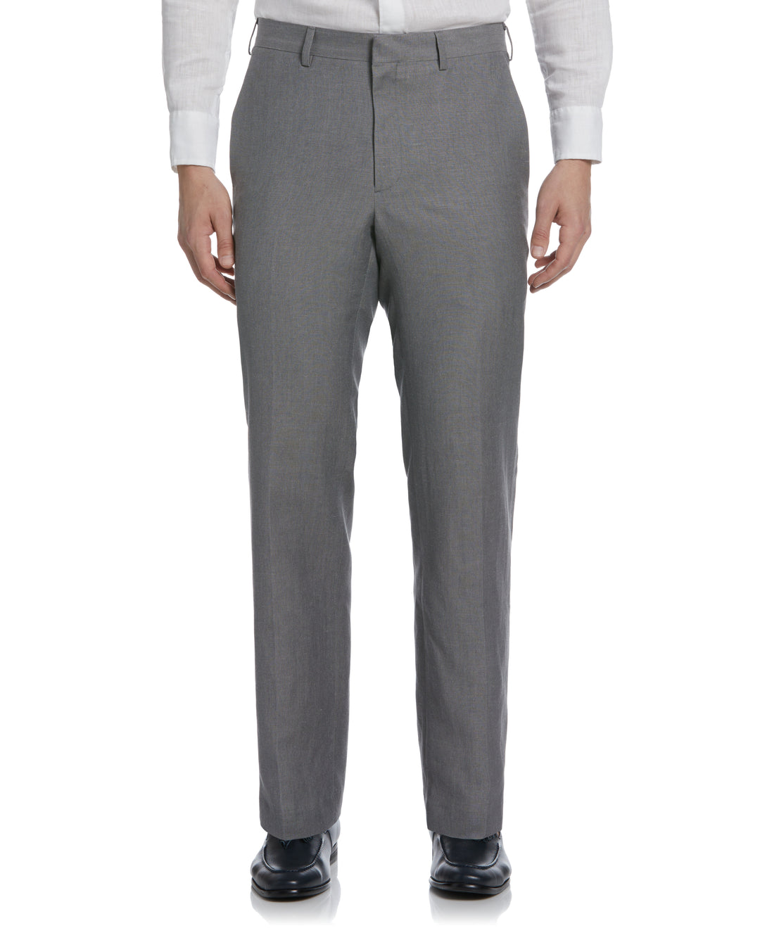 Linen Blend Flat Front Dress Pant (Smoked Pearl) 