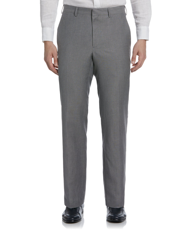 Linen Blend Flat Front Dress Pant (Smoked Pearl) 