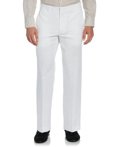Linen Blend Flat Front Pant (Bright White) 