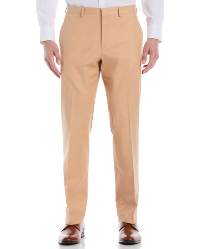 Linen Blend Flat Front Pant (Camel) 