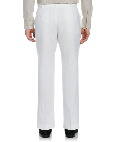 Linen Blend Flat Front Pant (Bright White) 