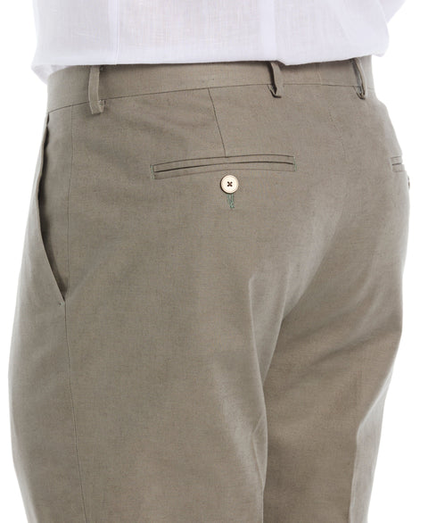 Linen Blend Flat Front Pant (Burnt Olive) 