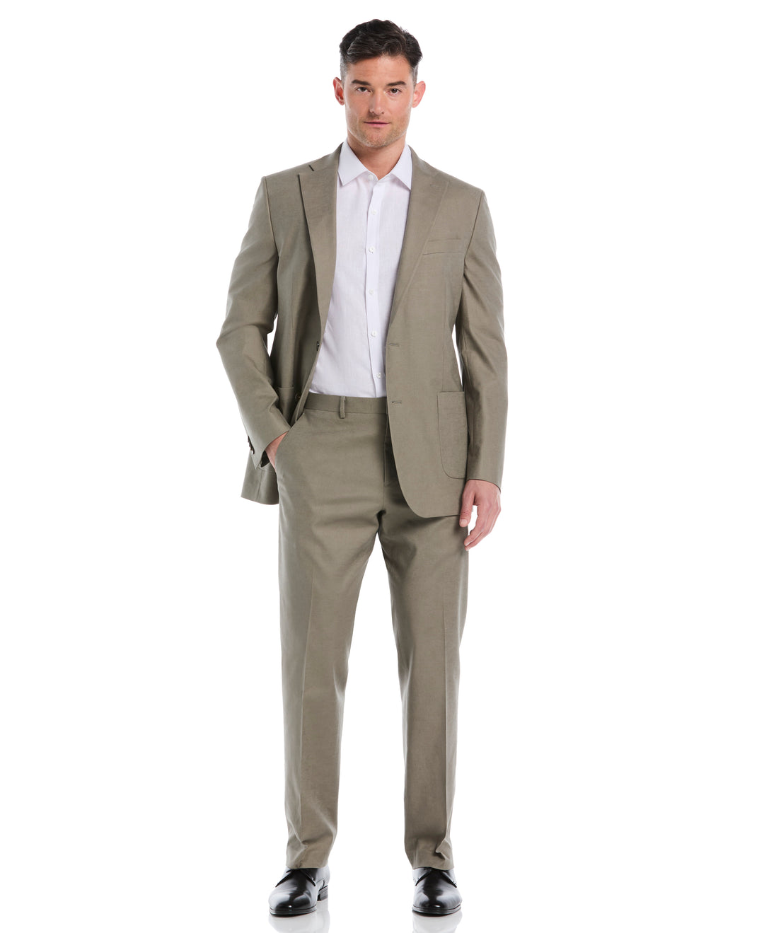 Linen Blend Flat Front Pant (Burnt Olive) 
