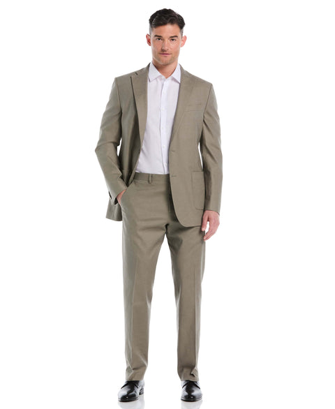 Linen Blend Flat Front Pant (Burnt Olive) 
