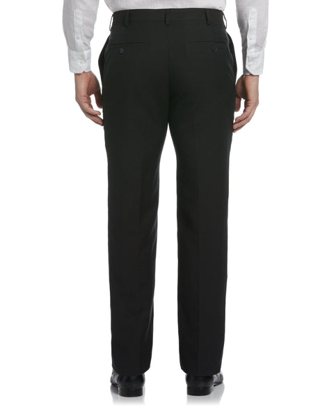 Linen Blend Flat Front Pant (Jet Black) 