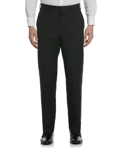 Linen Blend Flat Front Pant (Jet Black) 