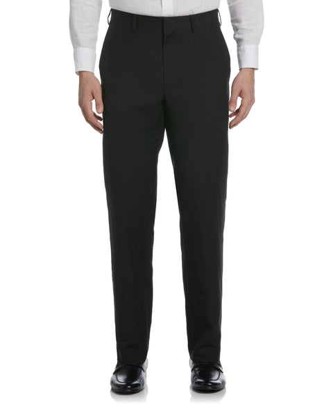 Linen Blend Flat Front Pant (Jet Black) 