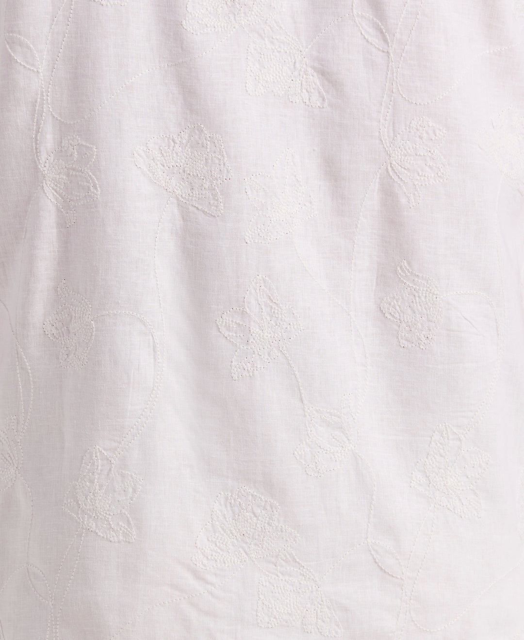 Linen Blend Floral Shifley Shirt (Brilliant White) 