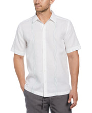 Linen Blend Geo Embroidered Panel Shirt (Brilliant White) 