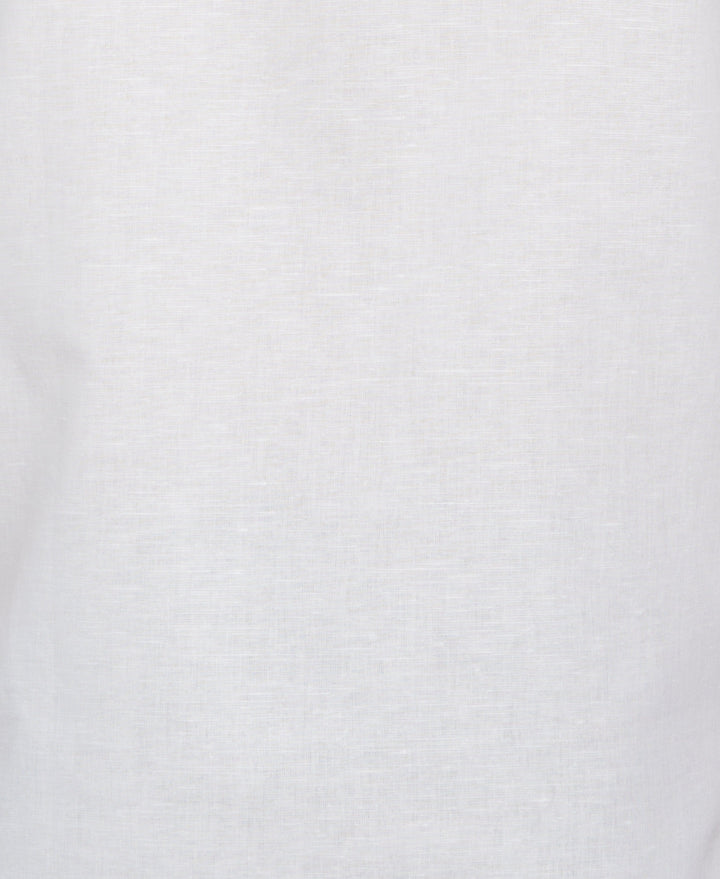 Linen Blend Geo Embroidered Panel Shirt (Brilliant White) 