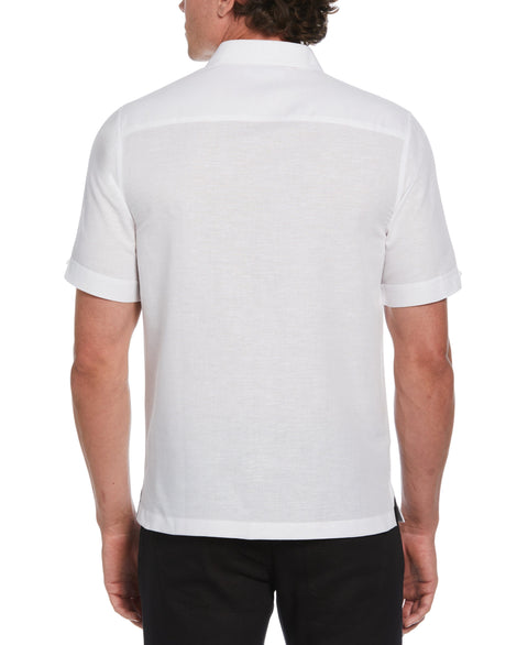 Linen Blend Gradient Panel Shirt (Brilliant White) 