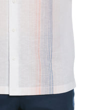 Linen Blend Gradient Stripe Panel Shirt (Brilliant White) 