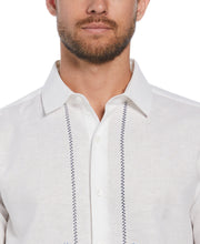 Linen Blend L-Shape Embroidered Shirt (Brilliant White) 
