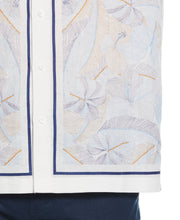 Linen-Blend L-Shape Leaf Print Shirt (Brilliant White) 
