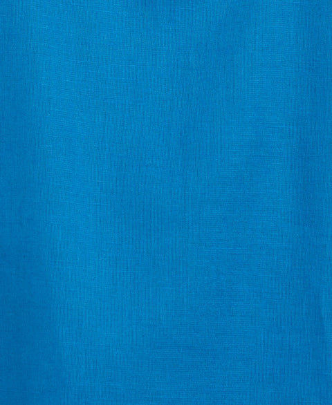 Linen Blend L-Shape Parrot Palm Print Shirt (Mykonos Blue) 