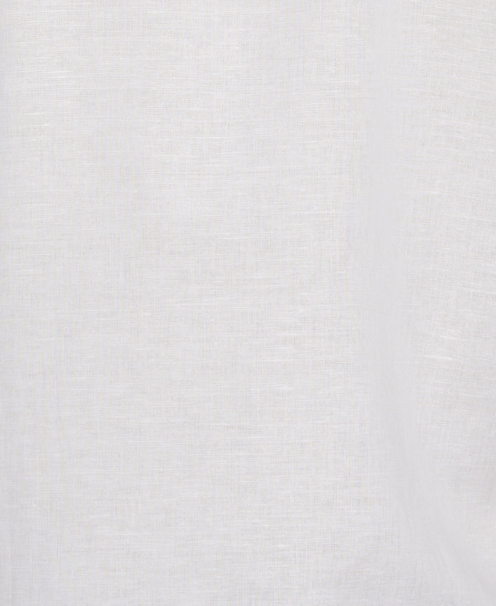 Linen Blend L-Shaped Deco Pattern Shirt (Brilliant White) 