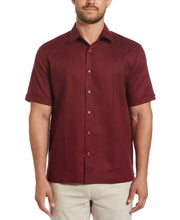 Linen Blend No Pocket Guayabera Shirt (Cabernet) 