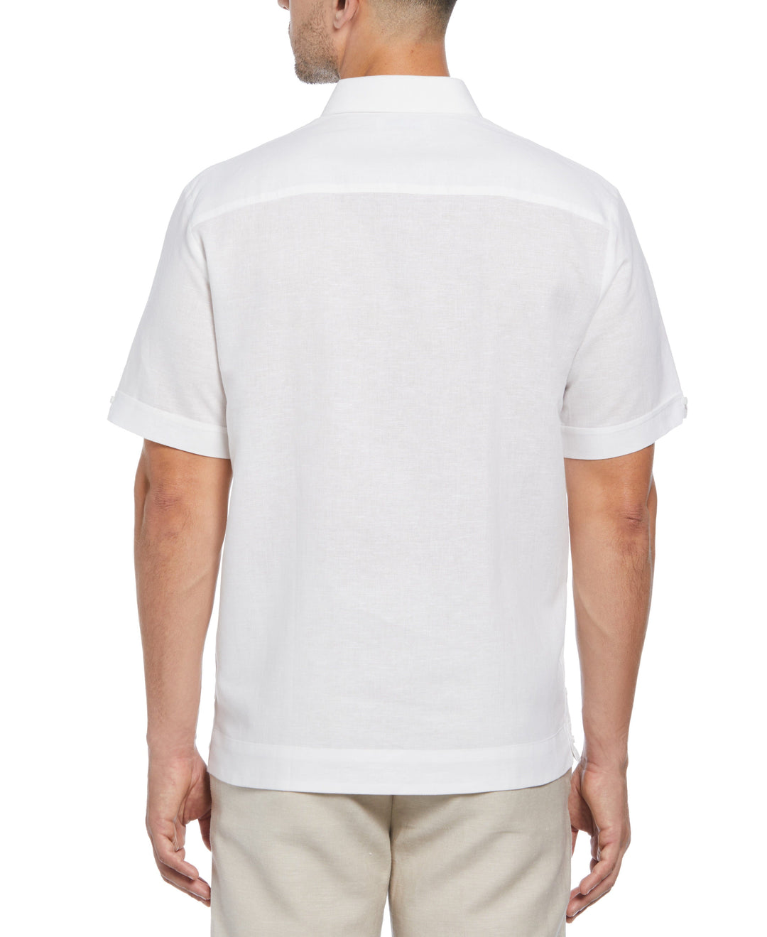 Linen Blend Guayabera Shirt (Brilliant White) 