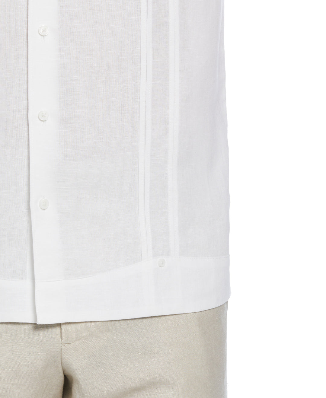 Linen Blend Guayabera Shirt (Brilliant White) 