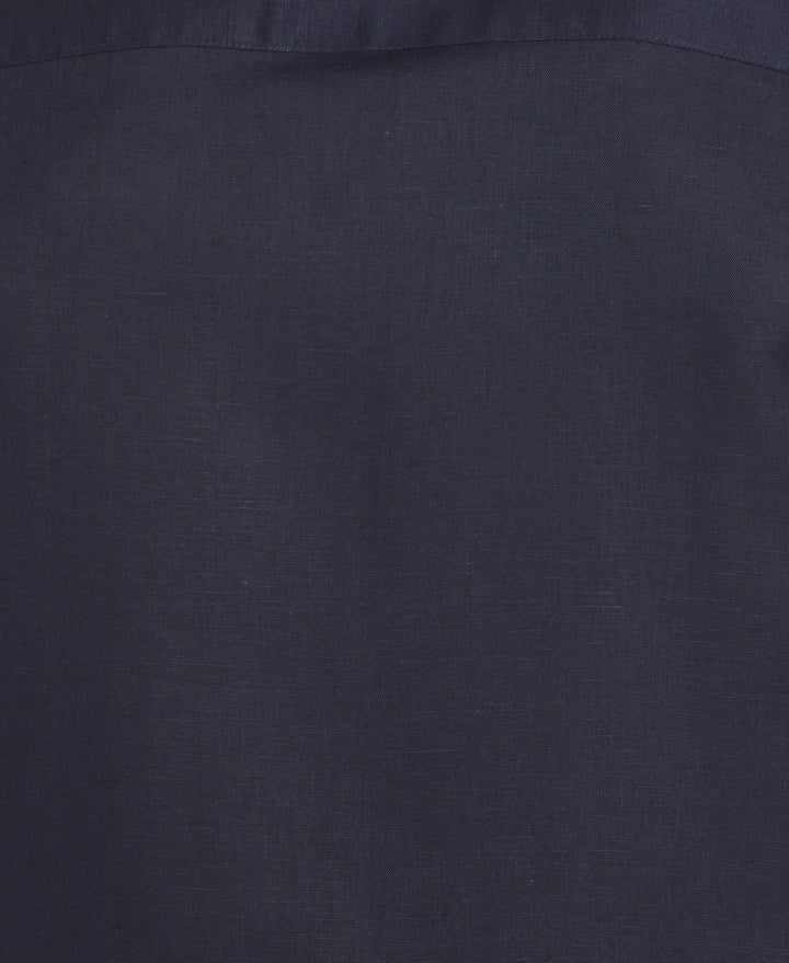 Linen Blend Guayabera Shirt (Mood Indigo) 
