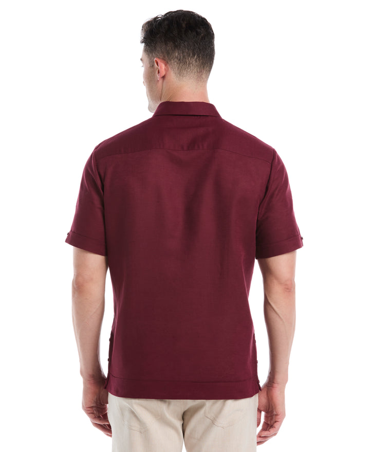 Linen Blend Guayabera Shirt (Windsor Wine) 