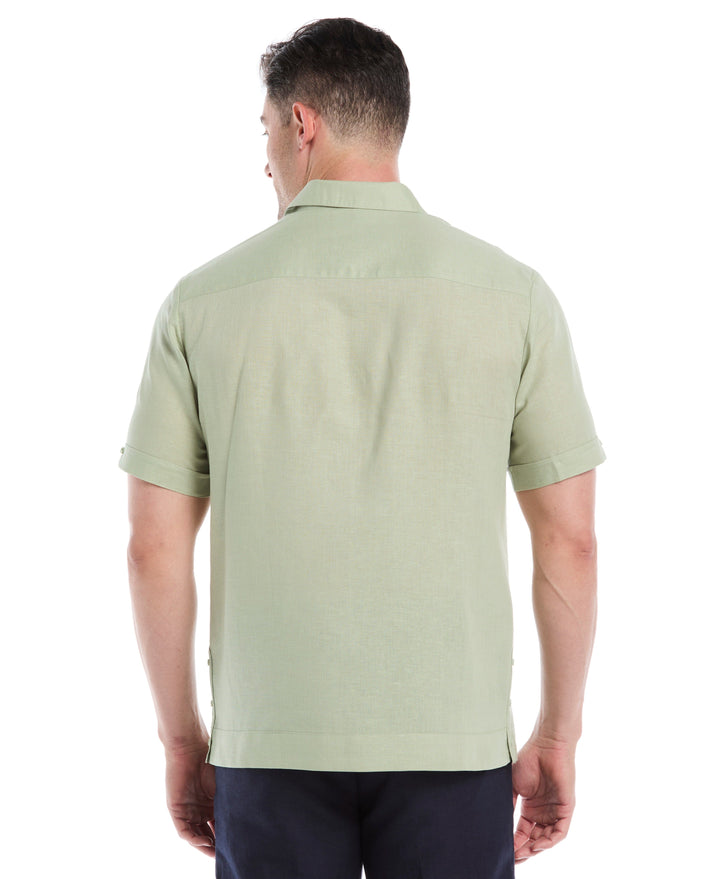 Linen Blend Guayabera Shirt (Reseda) 