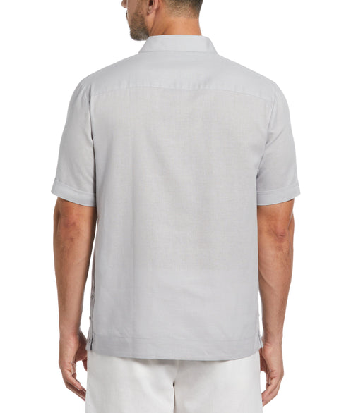 Linen Blend No Pocket Guayabera Shirt (Micro Chip) 