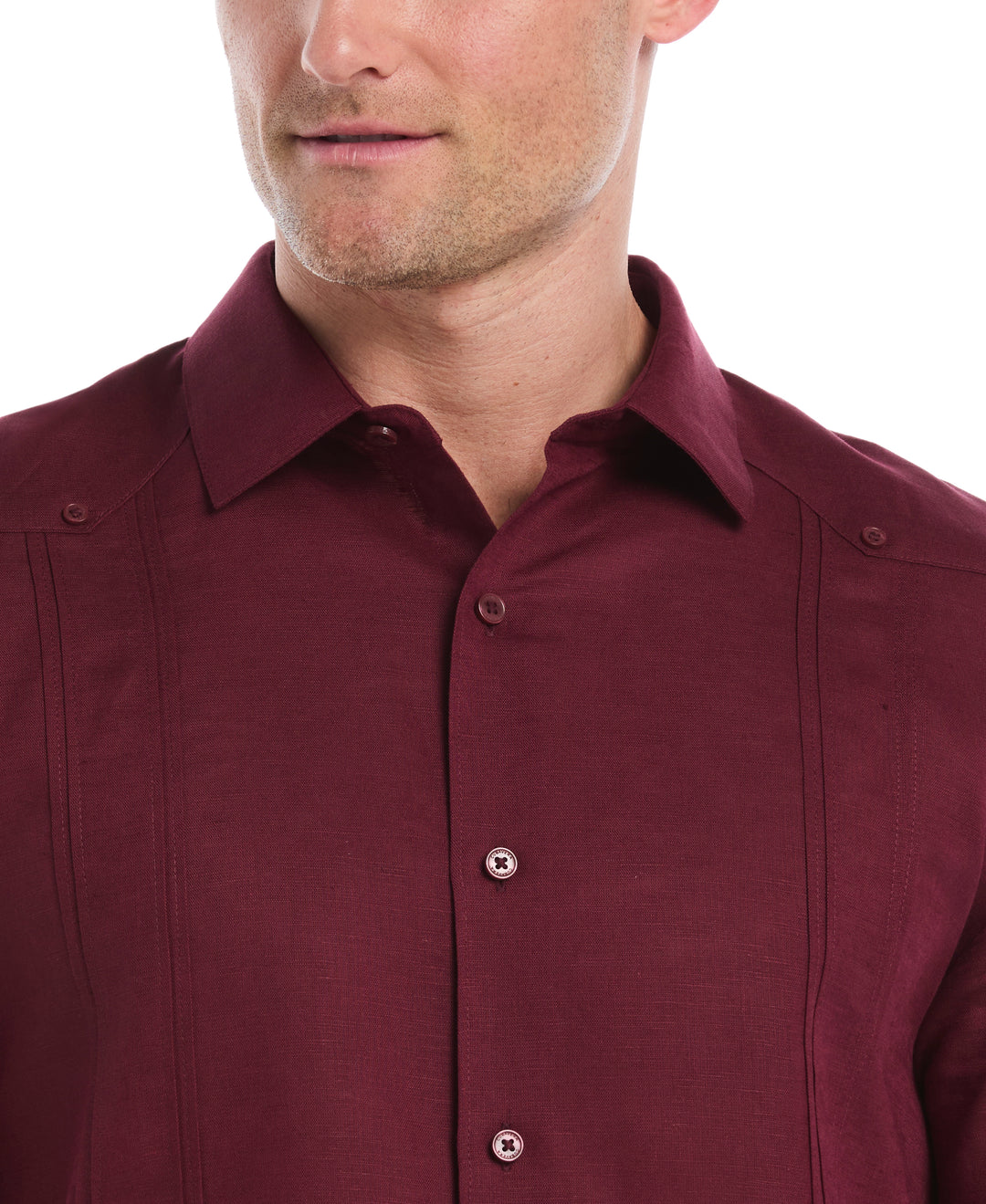 Linen Blend Guayabera Shirt (Windsor Wine) 