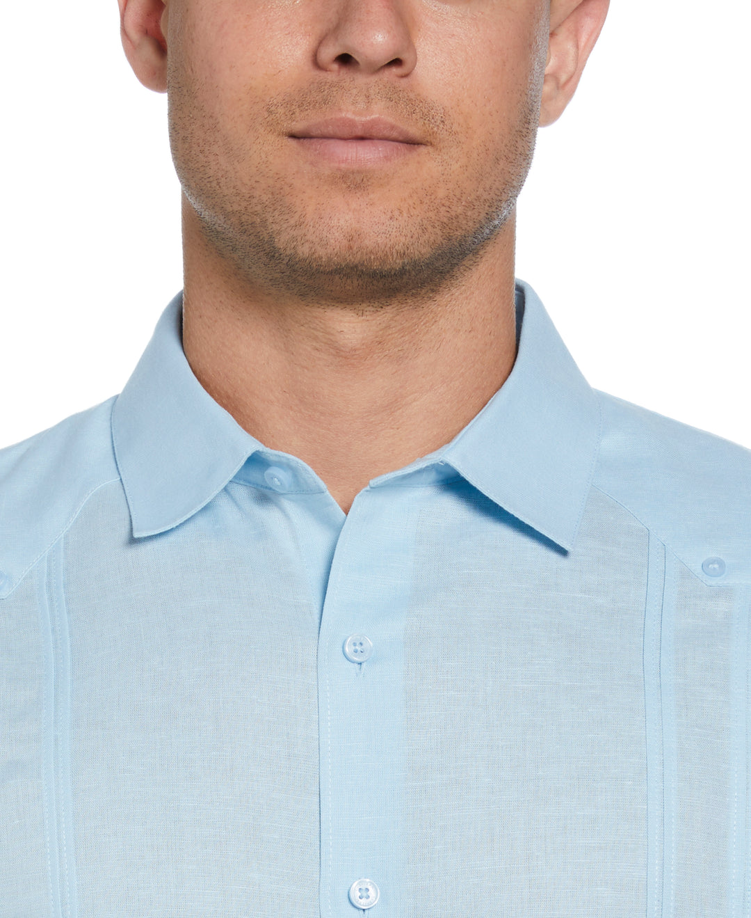 Linen Blend Guayabera Shirt (Dream Blue) 
