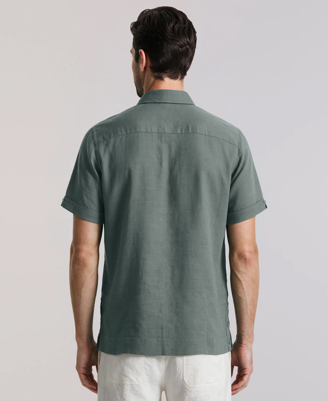 Linen Blend Guayabera Shirt (Balsam Green) 