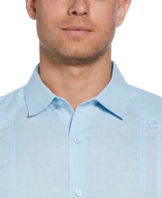Linen Blend No Pocket Guayabera Shirt (Dream Blue) 