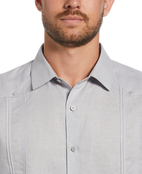 Linen Blend No Pocket Guayabera Shirt (Micro Chip) 