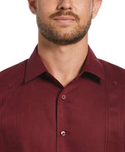 Linen Blend No Pocket Guayabera Shirt (Cabernet) 