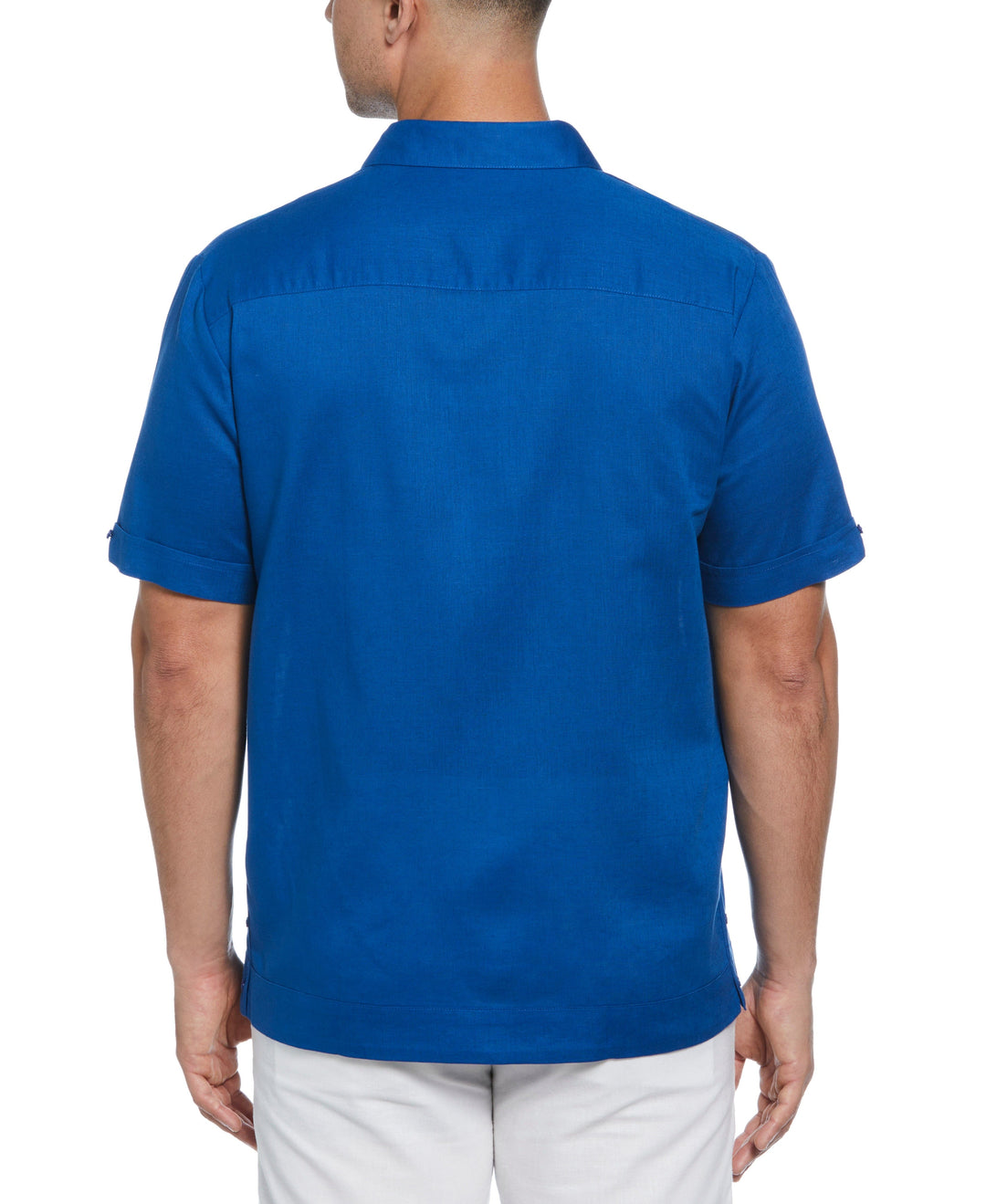 Linen Blend Guayabera Shirt (True Blue) 