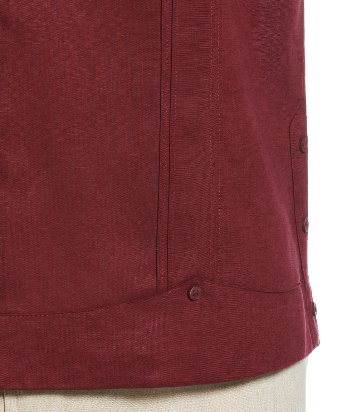 Linen Blend Guayabera Shirt (Cabernet) 