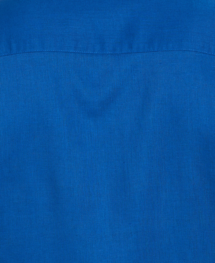 Linen Blend Guayabera Shirt (True Blue) 