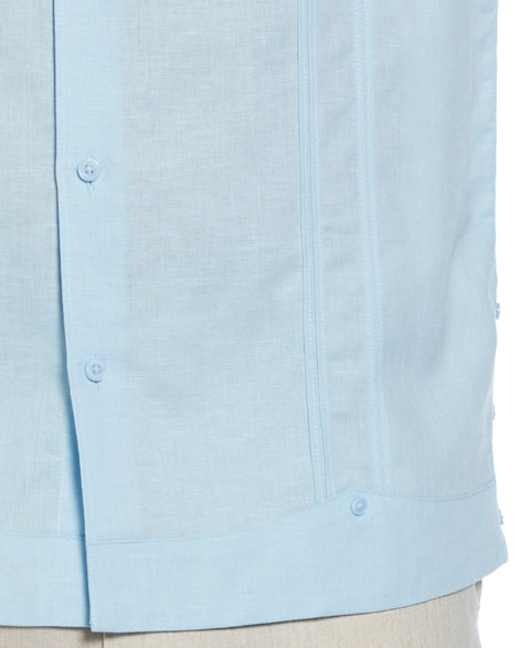 Linen Blend No Pocket Guayabera Shirt (Dream Blue) 