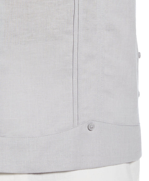 Linen Blend No Pocket Guayabera Shirt (Micro Chip) 