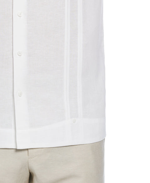 Linen Blend No Pocket Guayabera Shirt (Brilliant White) 