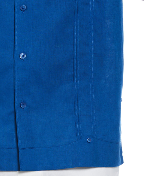 Linen Blend No Pocket Guayabera Shirt (True Blue) 