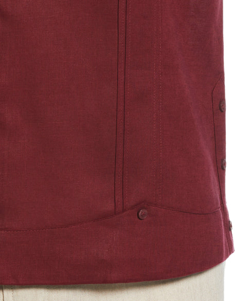 Linen Blend No Pocket Guayabera Shirt (Cabernet) 
